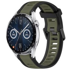 Per Huawei Watch GT3 46mm 22mm cinturino in silicone strutturato bicolore (verde + nero)