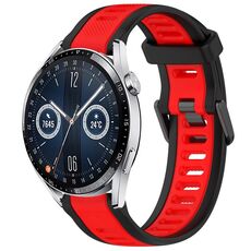 Per Huawei Watch GT3 46mm 22mm cinturino in silicone strutturato bicolore (rosso + nero)