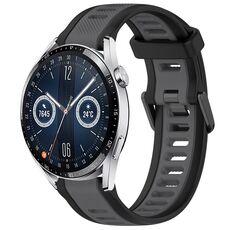 Per Huawei Watch GT3 46mm 22mm cinturino in silicone strutturato bicolore (grigio + nero)