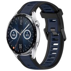 Per Huawei Watch GT3 46mm 22mm cinturino in silicone strutturato bicolore (blu notte + nero)