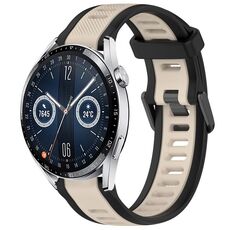 Per Huawei Watch GT3 46mm 22mm cinturino in silicone strutturato bicolore (Starlight + nero)