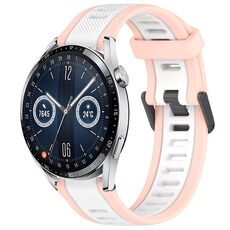 Per Huawei Watch GT3 46mm 22mm cinturino in silicone strutturato bicolore (bianco + rosa)