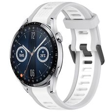 Per Huawei Watch GT3 46mm 22mm cinturino in silicone strutturato bicolore (bianco + grigio)