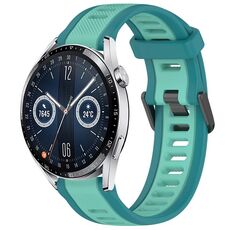 Per Huawei Watch GT3 46mm 22mm cinturino in silicone strutturato bicolore (verde acqua)