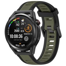 Per Huawei Watch GT Runner 22mm cinturino in silicone strutturato bicolore (verde + nero)