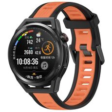 Per Huawei Watch GT Runner 22mm cinturino in silicone strutturato bicolore (arancione + nero)