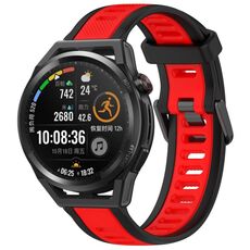 Per Huawei Watch GT Runner 22mm cinturino in silicone strutturato bicolore (rosso + nero)