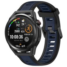 Per Huawei Watch GT Runner 22mm cinturino in silicone strutturato bicolore (blu notte + nero)