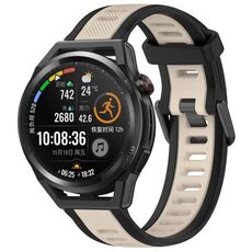 Per Huawei Watch GT Runner 22mm cinturino in silicone strutturato bicolore (Starlight + nero)