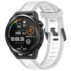 Per Huawei Watch GT Runner 22mm cinturino in silicone strutturato bicolore (bianco + grigio)