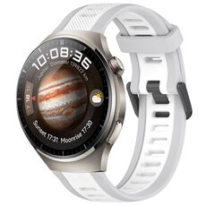 Per Huawei Watch 4 22mm cinturino in silicone strutturato bicolore (bianco + grigio)