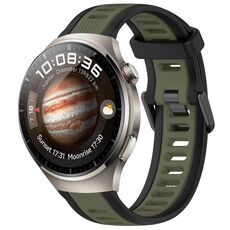 Per Huawei Watch 4 Pro 22mm cinturino in silicone strutturato bicolore (verde + nero)