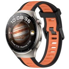 Per Huawei Watch 4 Pro 22mm cinturino in silicone strutturato bicolore (arancione + nero)