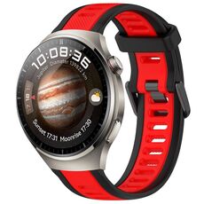 Per Huawei Watch 4 Pro 22mm cinturino in silicone strutturato bicolore (rosso + nero)