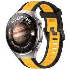 Per Huawei Watch 4 Pro 22mm cinturino in silicone strutturato bicolore (giallo + nero)
