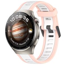 Per Huawei Watch 4 Pro 22mm cinturino in silicone strutturato bicolore (bianco + rosa)