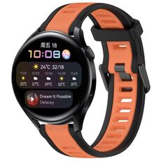 Per Huawei Watch 3 22mm cinturino in silicone strutturato bicolore (arancione + nero)