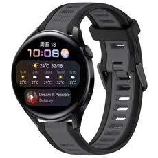 Per Huawei Watch 3 22mm cinturino in silicone strutturato bicolore (grigio + nero)