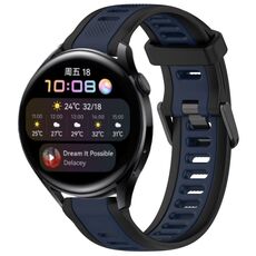 Per Huawei Watch 3 22mm cinturino in silicone strutturato bicolore (blu notte + nero)