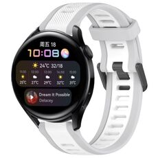 Per Huawei Watch 3 22mm cinturino in silicone strutturato bicolore (bianco + grigio)