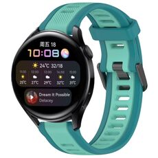 Per Huawei Watch 3 22mm cinturino in silicone strutturato bicolore (verde acqua)