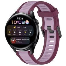 Per Huawei Watch 3 22mm cinturino in silicone strutturato bicolore (viola)