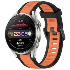 Per Huawei Watch 3 Pro 22mm cinturino in silicone strutturato bicolore (arancione + nero)
