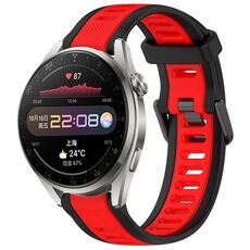 Per Huawei Watch 3 Pro 22mm cinturino in silicone strutturato bicolore (rosso + nero)