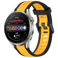 Per Huawei Watch 3 Pro 22mm cinturino in silicone strutturato bicolore (giallo + nero)