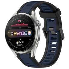 Per Huawei Watch 3 Pro 22mm cinturino in silicone strutturato bicolore (blu notte + nero)