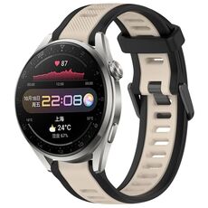 Per Huawei Watch 3 Pro 22mm cinturino in silicone strutturato bicolore (Starlight + nero)