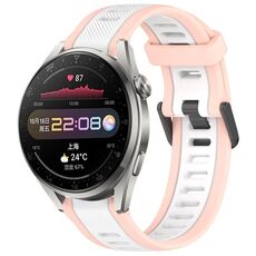 Per Huawei Watch 3 Pro 22mm cinturino in silicone strutturato bicolore (bianco + rosa)