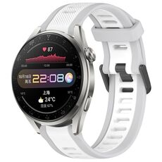 Per Huawei Watch 3 Pro 22mm cinturino in silicone strutturato bicolore (bianco + grigio)