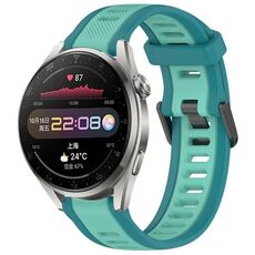 Per Huawei Watch 3 Pro 22mm cinturino in silicone strutturato bicolore (verde acqua)