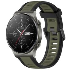 Per Huawei GT2 Pro 22mm cinturino in silicone strutturato bicolore (verde + nero)