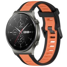 Per Huawei GT2 Pro 22mm cinturino in silicone strutturato bicolore (arancione + nero)