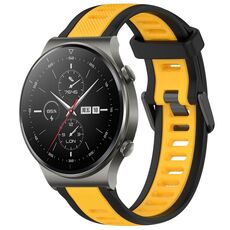 Per Huawei GT2 Pro 22mm cinturino in silicone strutturato bicolore (giallo + nero)