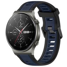 Per Huawei GT2 Pro 22mm cinturino in silicone strutturato bicolore (blu notte + nero)