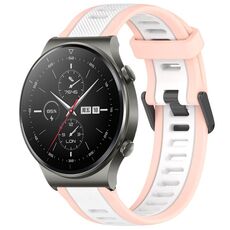 Per Huawei GT2 Pro 22mm cinturino in silicone strutturato bicolore (bianco + rosa)
