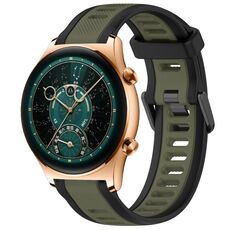Per Honor Watch GS 4 22mm cinturino in silicone strutturato bicolore (verde + nero)