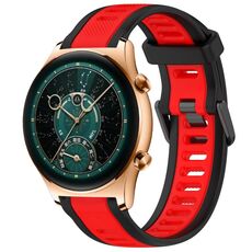 Per Honor Watch GS 4 22mm cinturino in silicone strutturato bicolore (rosso + nero)