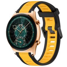 Per Honor Watch GS 4 22mm cinturino in silicone strutturato bicolore (giallo + nero)