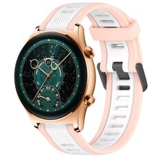 Per Honor Watch GS 4 22mm cinturino in silicone strutturato bicolore (bianco + rosa)