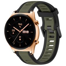 Per Honor Watch GS 3 22mm cinturino in silicone strutturato bicolore (verde + nero)