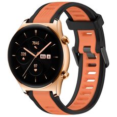 Per Honor Watch GS 3 22mm cinturino in silicone strutturato bicolore (arancione + nero)