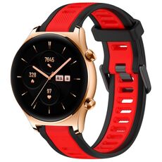 Per Honor Watch GS 3 22mm cinturino in silicone strutturato bicolore (rosso + nero)