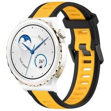 Per Huawei Watch GT3 Pro 43mm 20mm cinturino in silicone strutturato bicolore (giallo + nero)