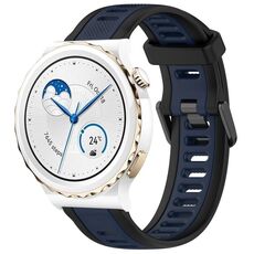 Per Huawei Watch GT3 Pro 43mm 20mm cinturino in silicone strutturato bicolore (blu notte + nero)