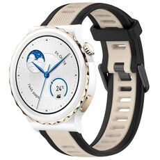 Per Huawei Watch GT3 Pro 43mm 20mm Cinturino in silicone strutturato bicolore (Starlight + Nero)