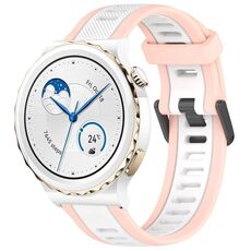 Per Huawei Watch GT3 Pro 43mm 20mm cinturino in silicone strutturato bicolore (bianco + rosa)